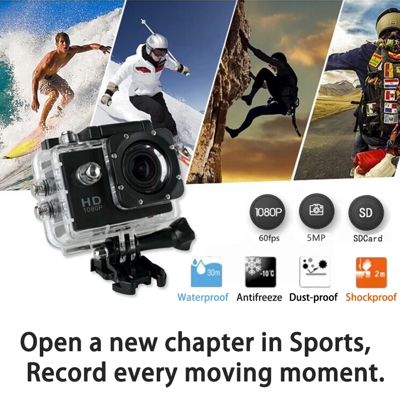 HD Action Sport Waterproof Camera 20 MP Recorder HD 1080P Camcorder Video 170°