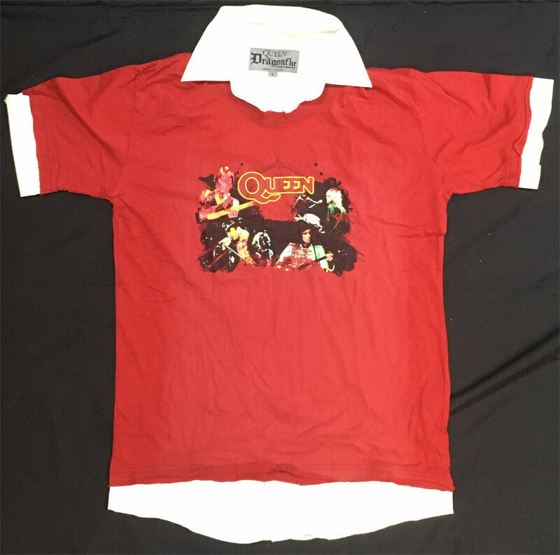 Queen Rare Dragonfly Collared 2 Layer Band Photo Shirt Freddie Mercury sz XL NWT