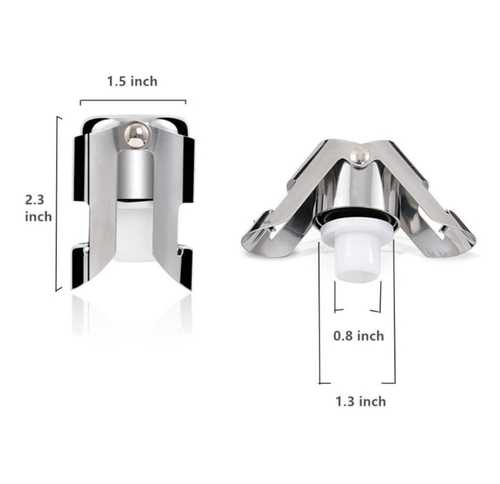 2Pcs Vacuum Sealed Champagne Wine Bottle Sealer Stopper Stainless Steel Reusable