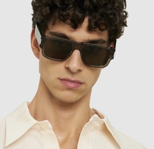 Pre-owned Saint Laurent Yves  Sl-659-004 Beige Sunglasses In Brown