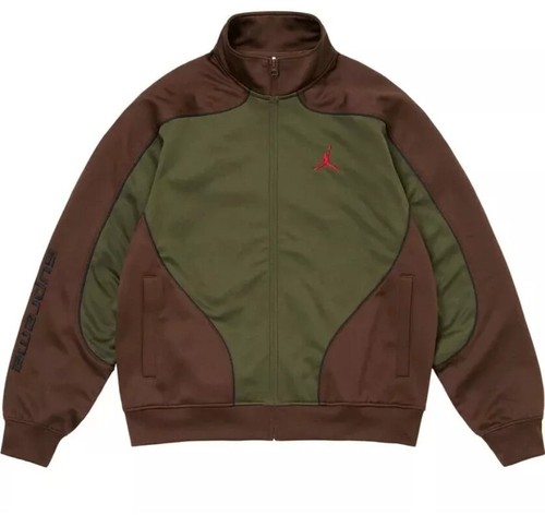 Supreme Jordan Tricot Track Jacket Olive FW24 Size S Small