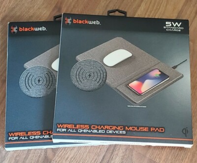 2pk Blackweb Wireless Charging Station Mouse Pad Smartphone QI 5w New In Box