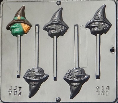 Witch Face Lollipop Chocolate Candy Mold Halloween  914 NEW