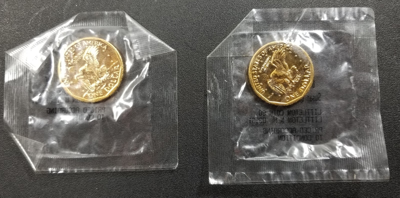Lot of 2 - 1979 S Gold Plated Susan B Anthony Dollar - Littleton Coin Co. Sealed