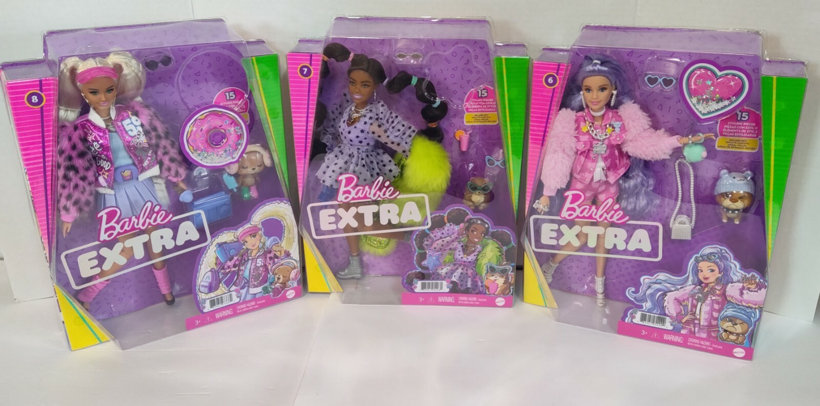 Set Of 3 Mattel Barbie Extra Doll # 8, # 7, # 6, | eBay