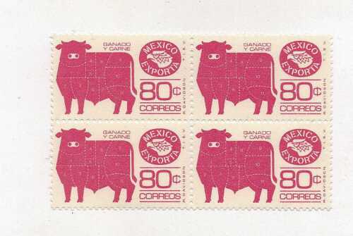 MEXICO EXPORTA SERIES BLOCK OF FOUR  CUTS OF BEEF  Mint Never Hinged 