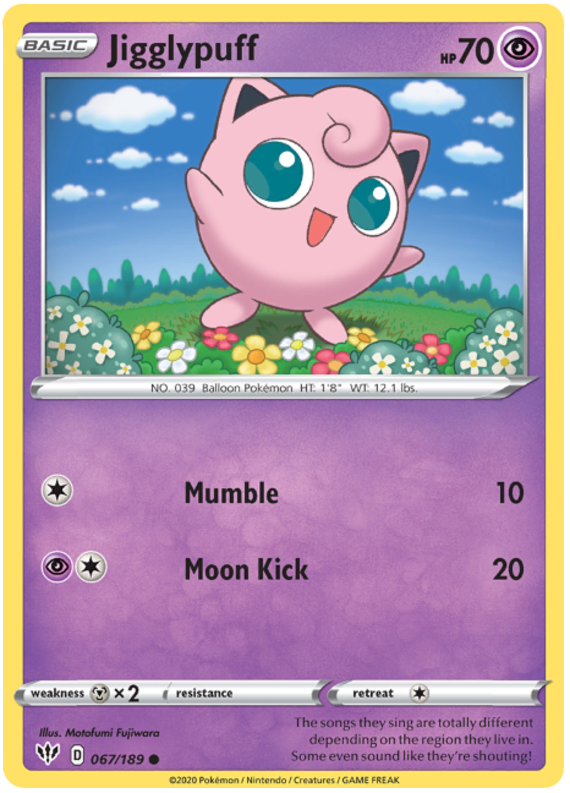 Pokemon TCG Sword & Shield Darkness Ablaze - Jigglypuff 067