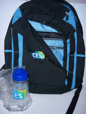 CES 2024 *New* Official Press 2-Pocket Lightweight Black Backpack W/Water Bottle