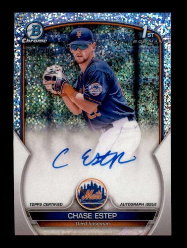 CHASE ESTEP 2023 BOWMAN CHROME ROOKIE SPECKLE REFRACTOR AUTO