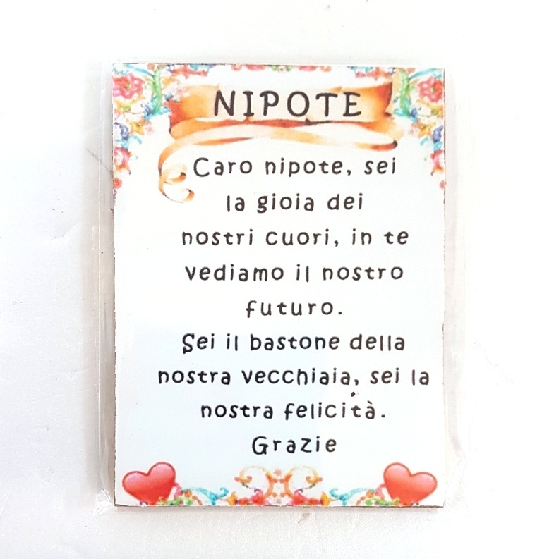 Calamita Magnete Magnetino Rettangolare Idea Regalo Frasi Dedica Nipote moc