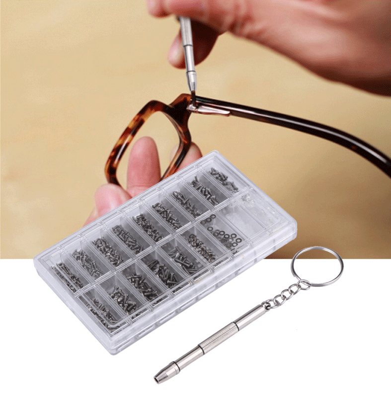 1000 Tiny Screws Nut Screwdriver Watch Eyeglass Sun Glasses Repair Tool Set Kit