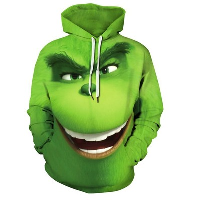 The Grinch Christmas 3D Printed Pullover Hoodie Hooded Sweatshirt Unisex Adult