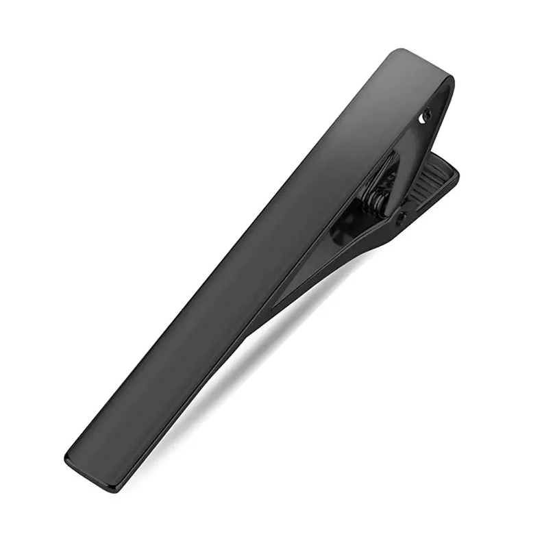 Black Stainless Steel Tie Clip Bar Necktie  Silver Mens Clasp Clamp 2.2" Inches