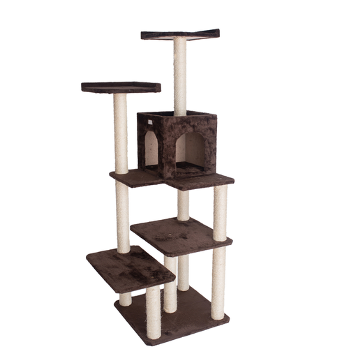 GleePet 66-дюймовое кошачье дерево Real Wood Cat Climber с 4 уровнями