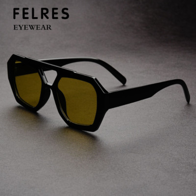 Classic Double Bridge Square Sunglasses For Women Men Retro 70s Shade Glasses 