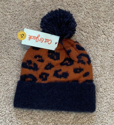 Cat & Jack Infant Boys Animal Print Winter Beanie Hat Ball Size 2T-5T