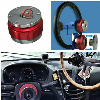 Car Steering Wheel Ball Quick Release Kit Red Aluminium For Most 6-hole Adapter