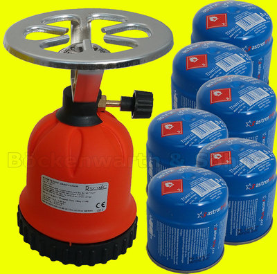 Camping Gaskocher Campingkocher Shisha Kohleanzünder + 6x 190g GasKartuschen