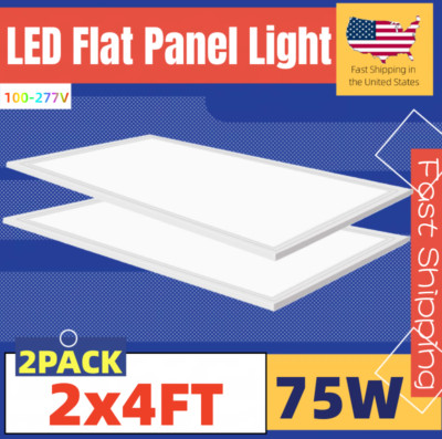 2'X4' LED Flat Panel Light Dimmable 75W 5000K Drop Ceiling Office Light ETL-2PC