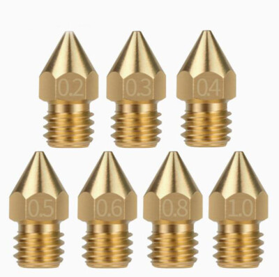 3D Printer Nozzle 0.2mm-1.0mm Extruder MK8  Anet A8 M6 thread 1.75/3.0mm Ender 3