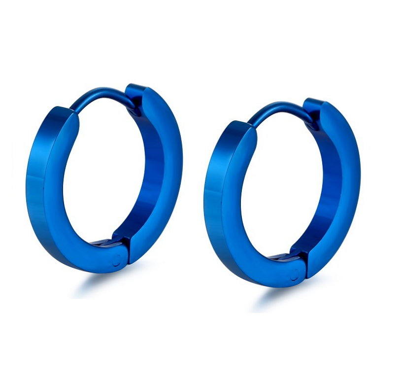 2Pcs Women Men Stainless Steel 2mm Round Small Hinged Hoop Huggie Ear Earrings