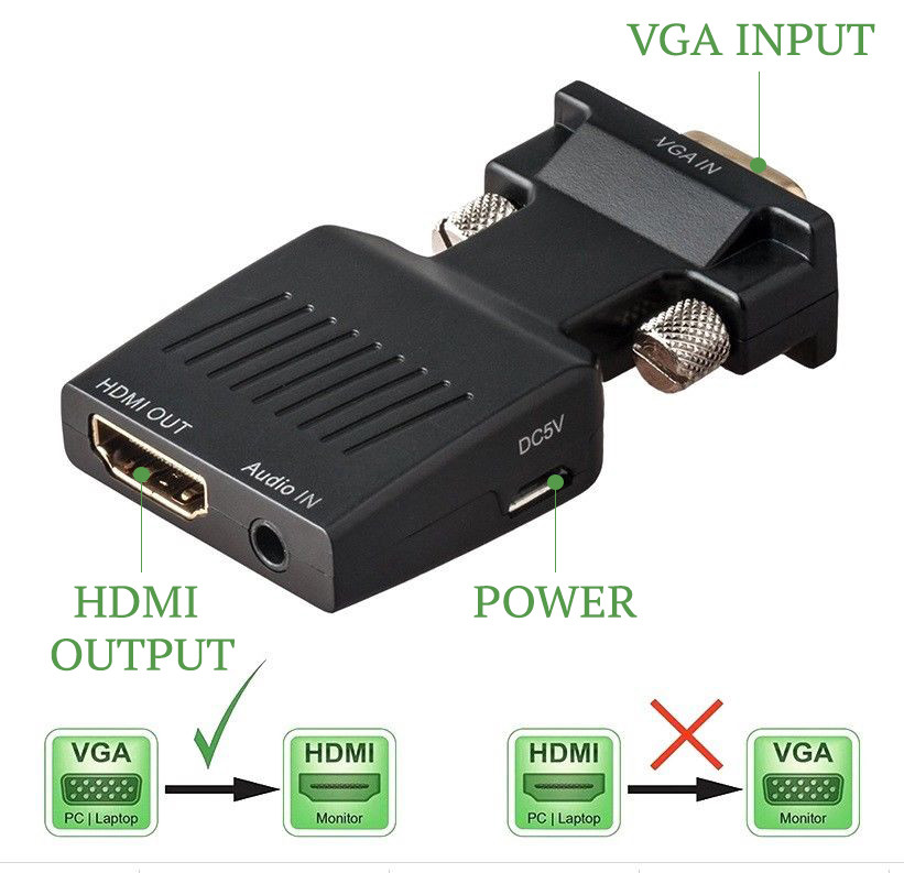 ️ Видео кабель, коннектор VGA to HDMI Adapter with Audio Male VGA to ...