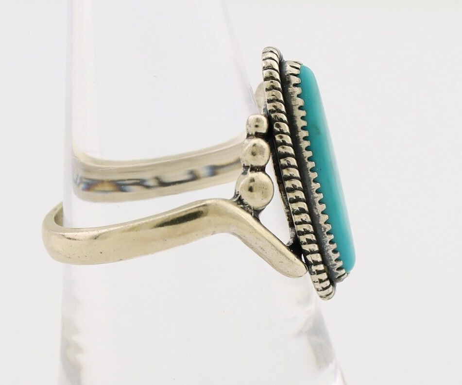 Navajo Ring 925 Silver Natural Kingman Turquoise Signed Wheeler MFG C.80's