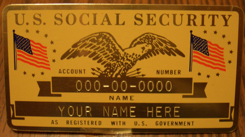 Metal U.S. Social Security ID Card Flags - Gold Color - Custom Engraved