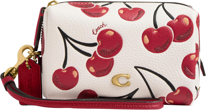 COACH Womens Boxed Essential Mini Cosmetic Pouch With Cherry Print Chalk Multi O