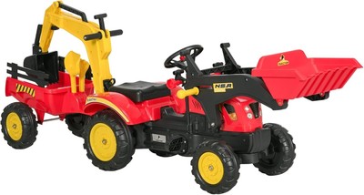 Aosom 3 in1 Kids Ride On Excavator/Bulldozer, Pedal Car Digger Toy Move Forward