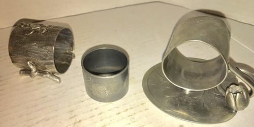 Lot of 5 Victorian Figural Napkin Rings Holders Silverplate
