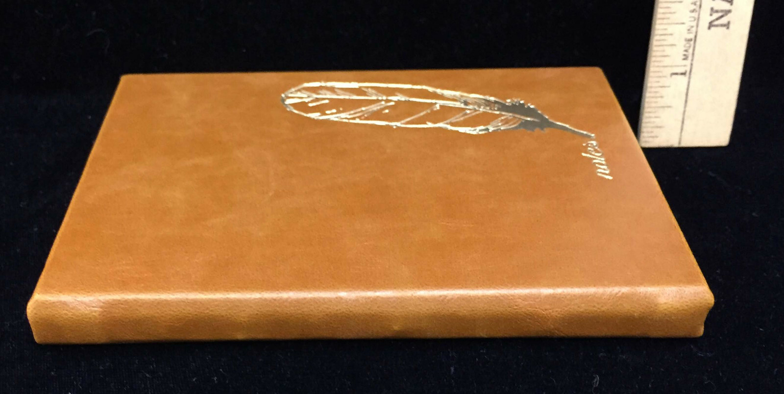 Notes Notebook Brown Faux Leather Embossed Feather Design 6x4 Lined Paper