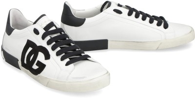 Pre-owned Dolce & Gabbana Portofino Leather Low-top Sneakers In White
