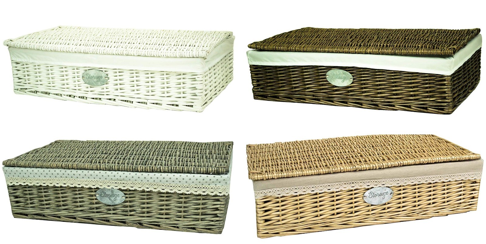 E2e Willow Wicker Underbed Under Bed Storage Basket Cotton Lining Ebay