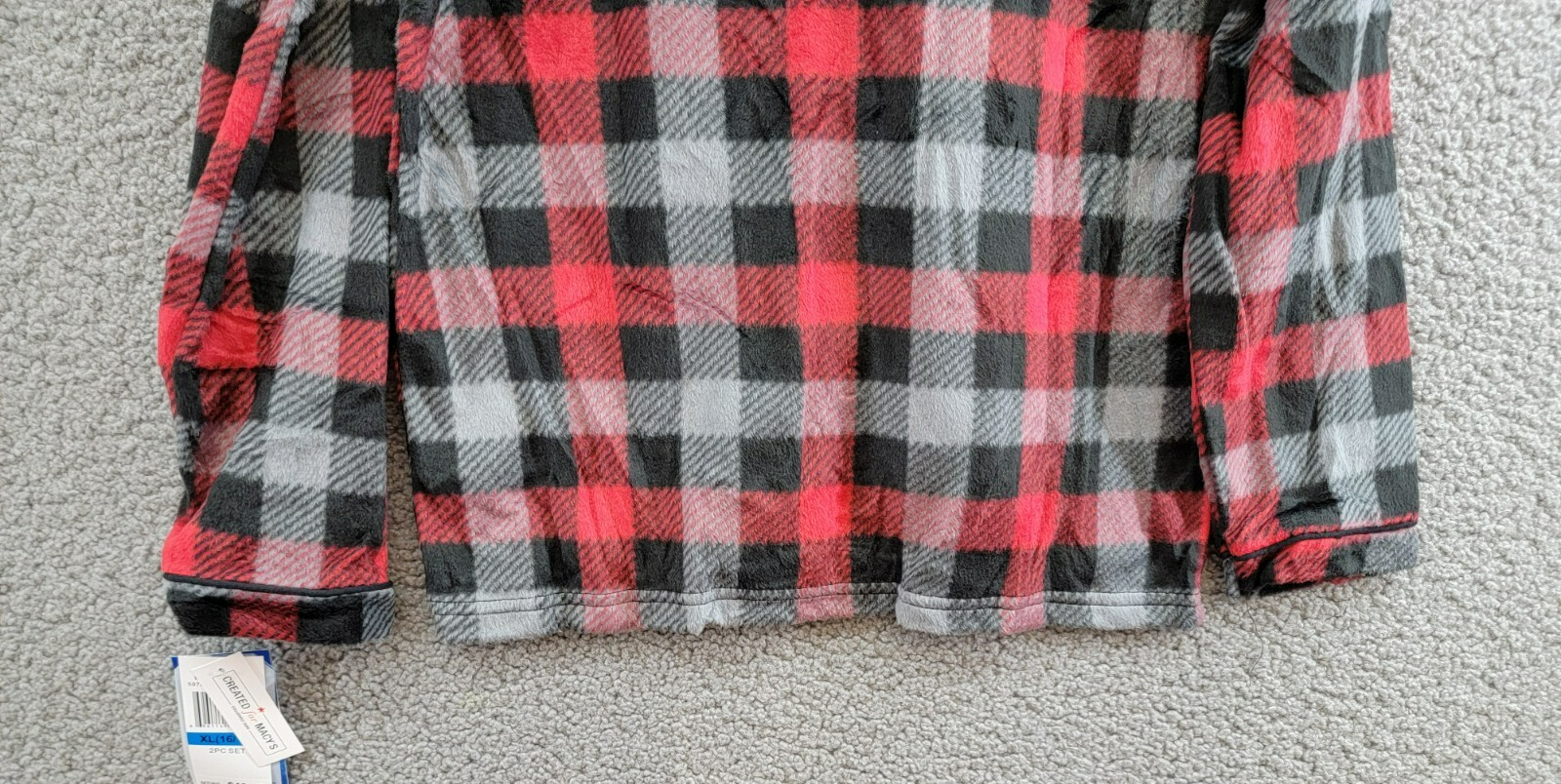 Max & Olivia Flannel Pajama Set Big Boys XL (16-18) Red Multi Plaid Button Front - Picture 10 of 22