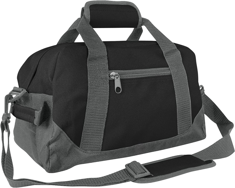 DALIX 14" Small Duffle Bag Two Toned Gym Travel Small, Black