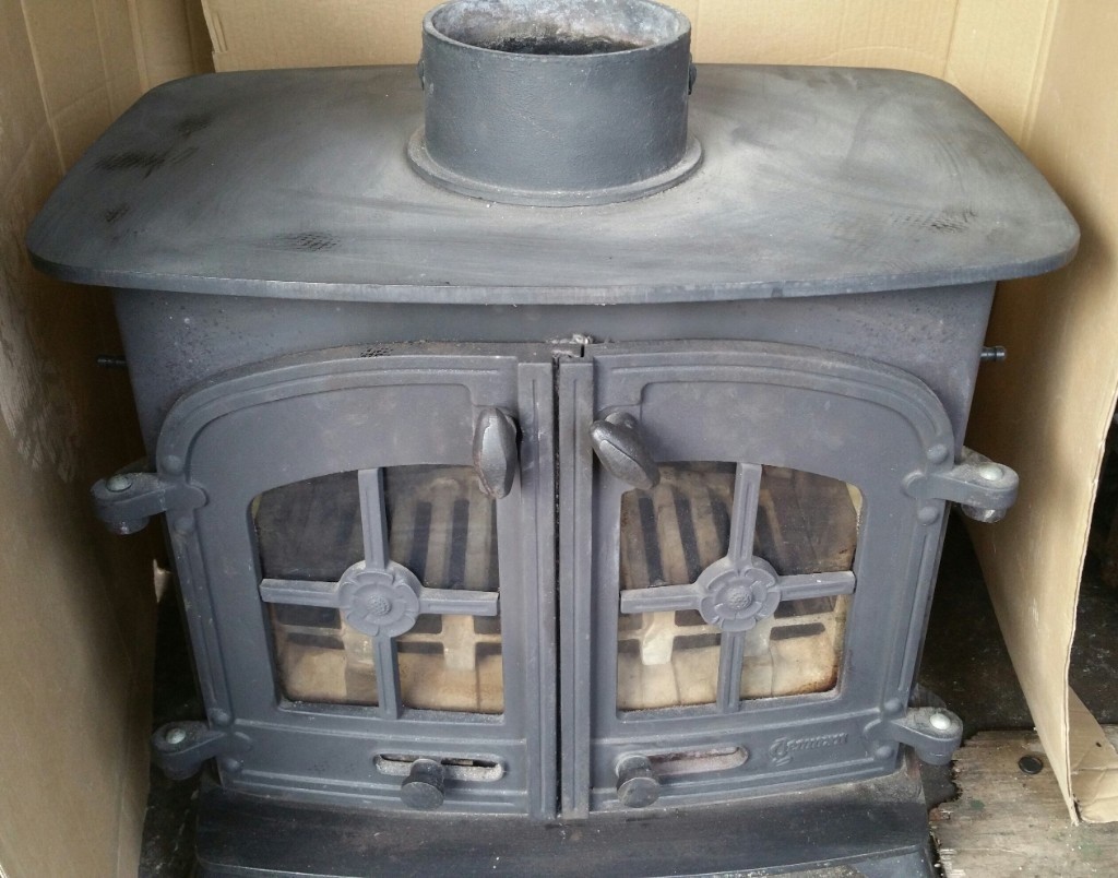 Double sided wood burner log fire woodburner woodburning stove wood