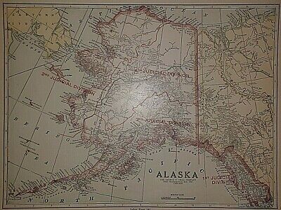 Old Vintage 1925 State & County Map ~ ALASKA / ALASKAN TERRITORY ~ Free S&H