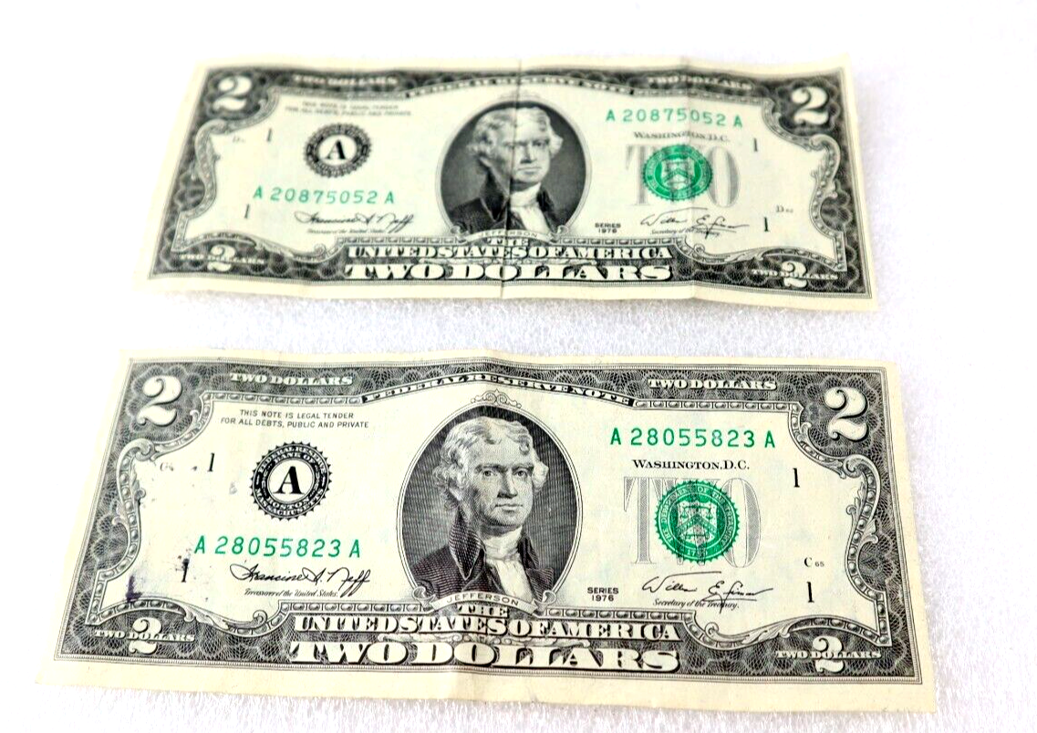 1976 SERIES $2 DOLLAR BILL. GREAT ORIGINAL CONDITION/RARE/G