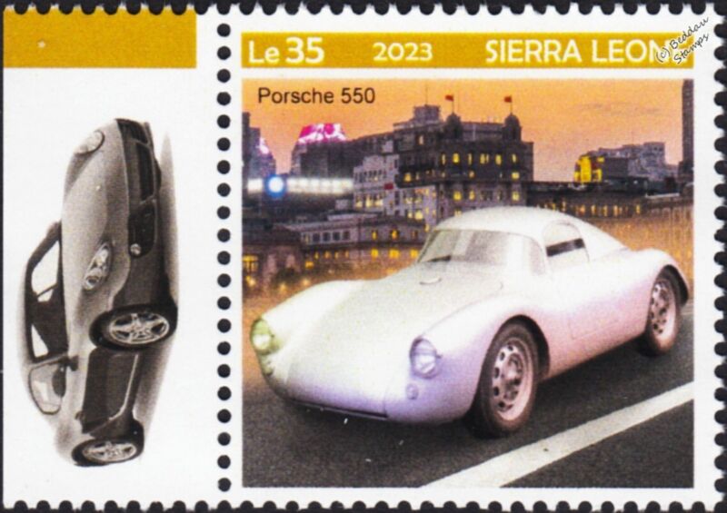 PORSCHE 550 Racing Sports Car Stamp (2023 Sierra Leone)