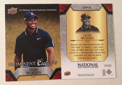 2015 Upper Deck/UD Prominent Cuts VIP Promo TIGER WOODS Golf #VIP-5 (QTY Avail)