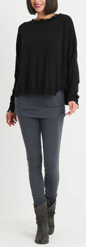 Pre-owned Planet By Lauren G Planet By Lauren - Pima Cotton Shabby Chic Crewneck Sweater In Black