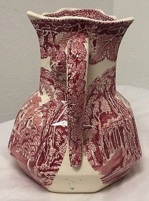 Antique Mason's Ironstone China Vista England Pitcher Pink 6