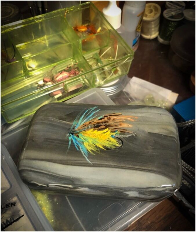 Fly Fishing Fly Box, Hand Painted