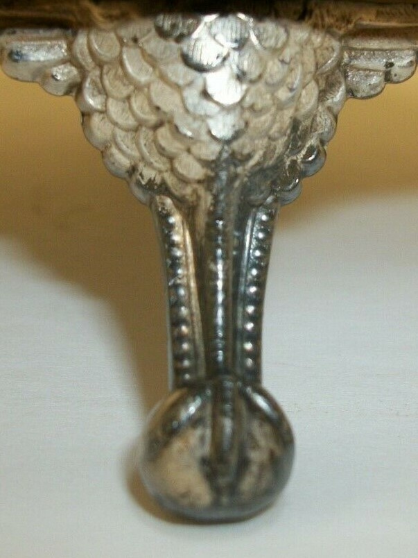 Antique Victoria Silver Plate Footed Brides Basket Floral Center Claw Ball Feet