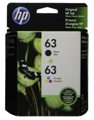 HP 63 Black Tricolor Ink Cartridge L0R46AN F6U61AN F6U62AN Exp 2025+ Retail Box