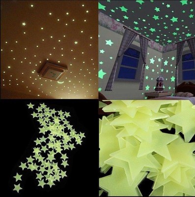 100pcs Home Wall Light Green Glow In The Dark Star Stickers Baby Kids Room Decal