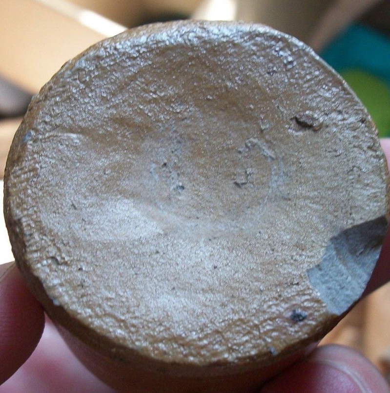 1860s ERA BROWN STONEWARE CIVIL WAR PERIOD INKWELL ORIGINAL CORK FREE SHIPPING