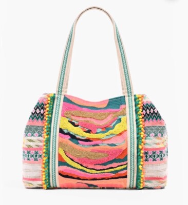 New America & Beyond Daphne Embellished Multi-Colored Hand beaded Tote