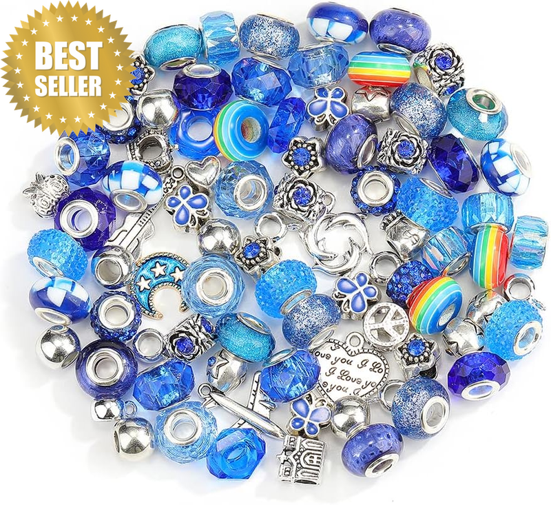 European Assorted Large Hole Spacer Bead, 25 Pcs Assortments Class Rhinestone Be